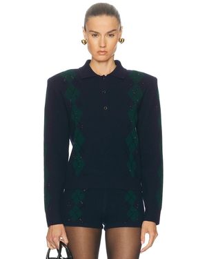 retroféte Nicolina Embellished Polo Top - Blue