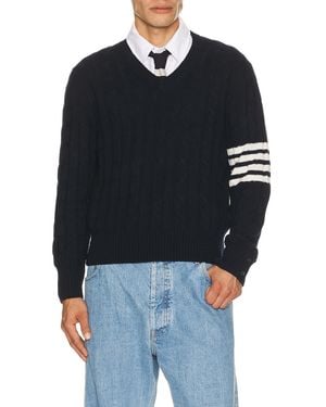 Thom Browne Cable Stitch Relaxed Fit Pullover - Black
