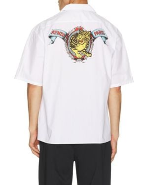 KENZO Jumping Tiger Hawaiian Short Sleeve Shirt - White