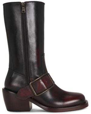 Dries Van Noten Mid Calf Square Toe Boot - Black