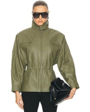 AEXAE Leather Cinched Mid Jacket - Green