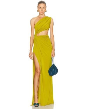 Alex Perry One Shoulder Draped Gown - Yellow