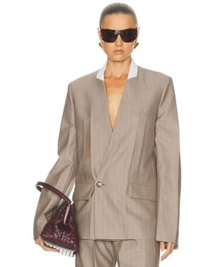 Victoria Beckham Collarless Jacket - Brown
