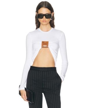 Jean Paul Gaultier Stretch Viscose Jersey Long Sleeve Top - White