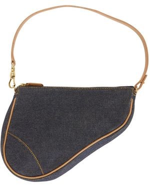Dior Denim Pochette Saddle Bag - Black