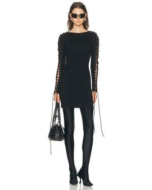 Balenciaga Lace Up Long Sleeve Dress - Black