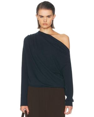 The Sei Long Sleeve Asymmetric Drape Sweater - Blue