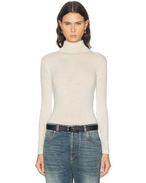 Sans Faff Lightweight Cashmere Turtleneck Top - Natural