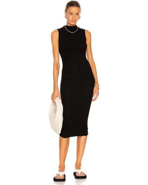 Enza Costa Silk Rib Sleeveless Twist Midi Dress - Black