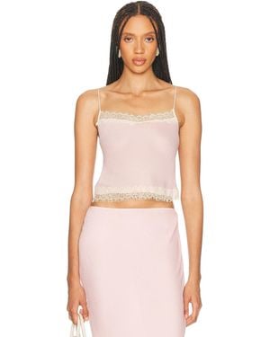 Helsa Viscose Georgette Cami With Lace - Pink
