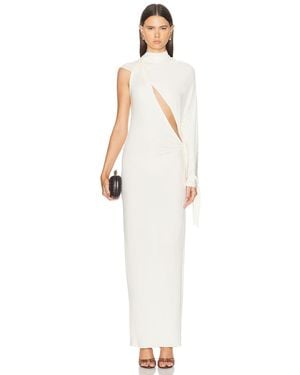 Atlein One Shoulder Cut Out Draped Dress - White