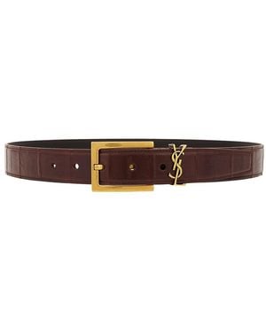 Saint Laurent Ceinture Boucle Carree Belt - Brown