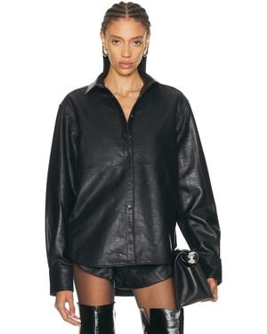 AEXAE Leather Croc Shirt - Black