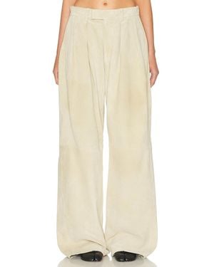 R13 Pleated Wide Leg Leather Pant - Natural