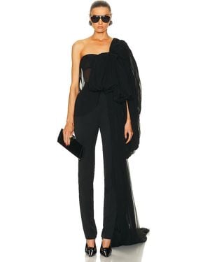 Saint Laurent One Shoulder Drape Top - Black