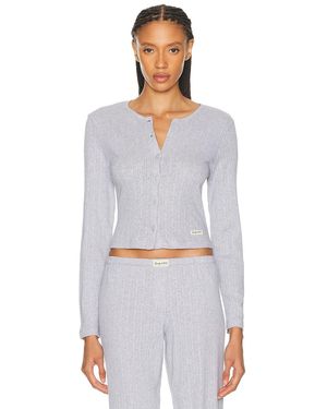 Sporty & Rich Signature Logo Pointelle Cardigan - White