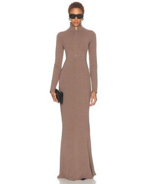 Mugler Column Jersey Dress - Brown