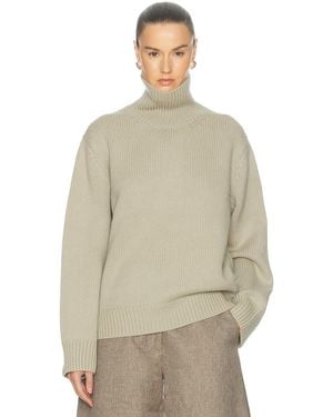 TOTEME Oversized Lambswool Turtleneck Sweater - Natural