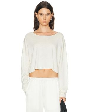 ÉTERNE Cropped Boatneck Top - White
