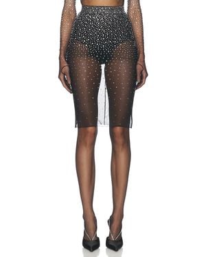 Alex Perry Crystal Mesh Midi Skirt - Gray