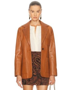 Chloé Slouch Leather Blazer - Brown
