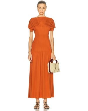 TOTEME Knife Pleated Jersey Dress - Orange