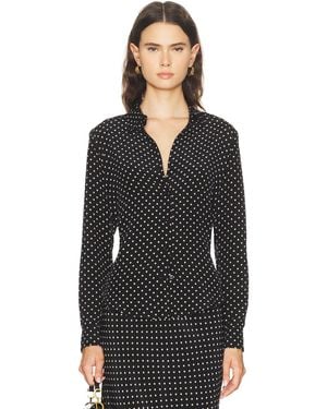 SPRWMN Fitted Silk Button Up Top - Black