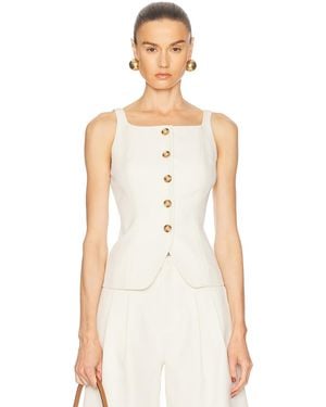 Nicholas Square Neck Button Through Top - White