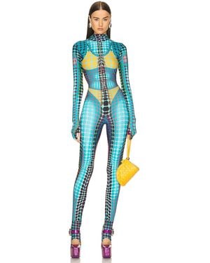 Jean Paul Gaultier High Neck Hooded Jumpsuit - Blue