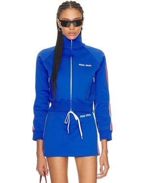 Miu Miu Nylon Zip Up Track Jacket - Blue