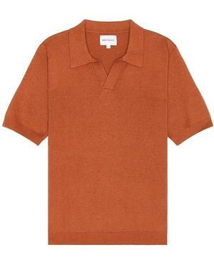 Norse Projects Leif Cotton Linen Polo - Orange
