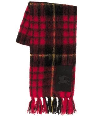 Burberry Tartan Check Mohair Scarf - Red