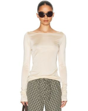 Helsa Slinky Jersey Off The Shoulder Top - Natural