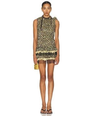 Siedres Floriana Velvet Mini Dress With Ruffled Hem - Multicolor