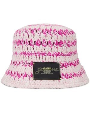 Ganni Crochet Bucket Hat - Pink