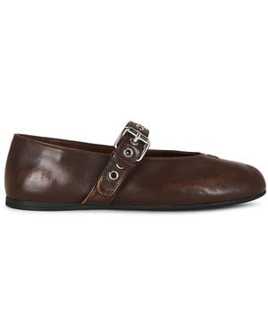 Miu Miu Ballerine Buckle Flat - Brown