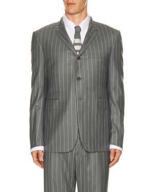 Thom Browne Fit Wool Flannel Chalk Stripe Blazer - Gray