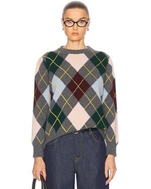 &Daughter Argyle Crewneck Sweater - Gray