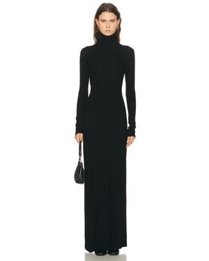 Enza Costa Silk Rib Fluid Turtleneck Dress - Black