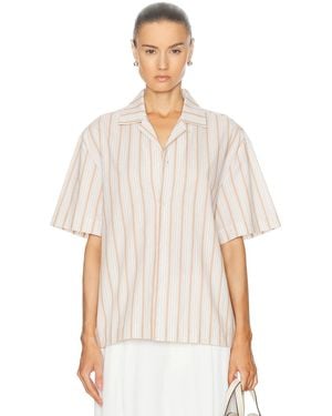WAO Textured Stripe Camp Shirt - White
