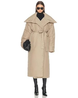 Norma Kamali High Collar Sleeping Bag Long Coat - Natural