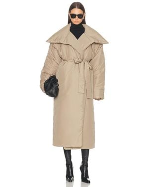 Norma Kamali High Collar Sleeping Bag Long Coat - Natural