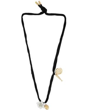 Givenchy Lucky Charms Black Flower Cord Necklace