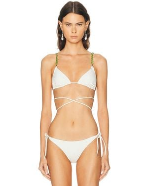 DOLLA For Fwrd Dolores Wrap Tortoli Pearl Straps Bikini Top - Natural