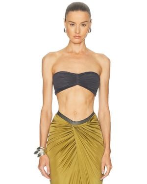 Atlein Pleated Draped Crop Top - Green