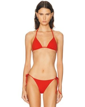 Matteau String Triangle Bikini Top - Red