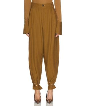 DARKPARK Phebe Cuff Adorned Wide Leg Fluid Wool Pant - Natural