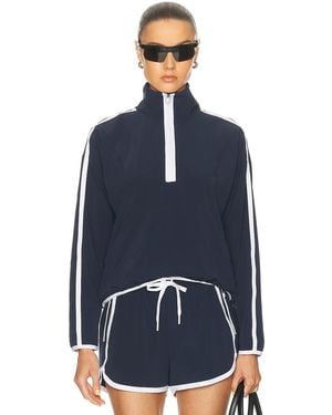 Beyond Yoga The Course Contrast Half Zip Jacket - Blue