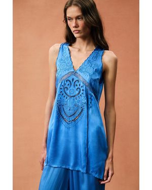 All That Remains For Fwrd Bella Silk Top - Blue