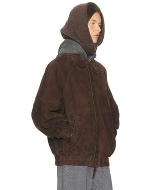 Helsa The Oversized Suede Bomber - Brown